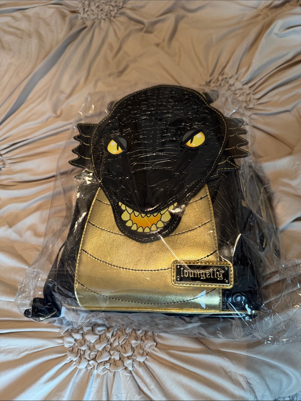 Loungefly Black & Gold Dragon Monster Mini Backpack
